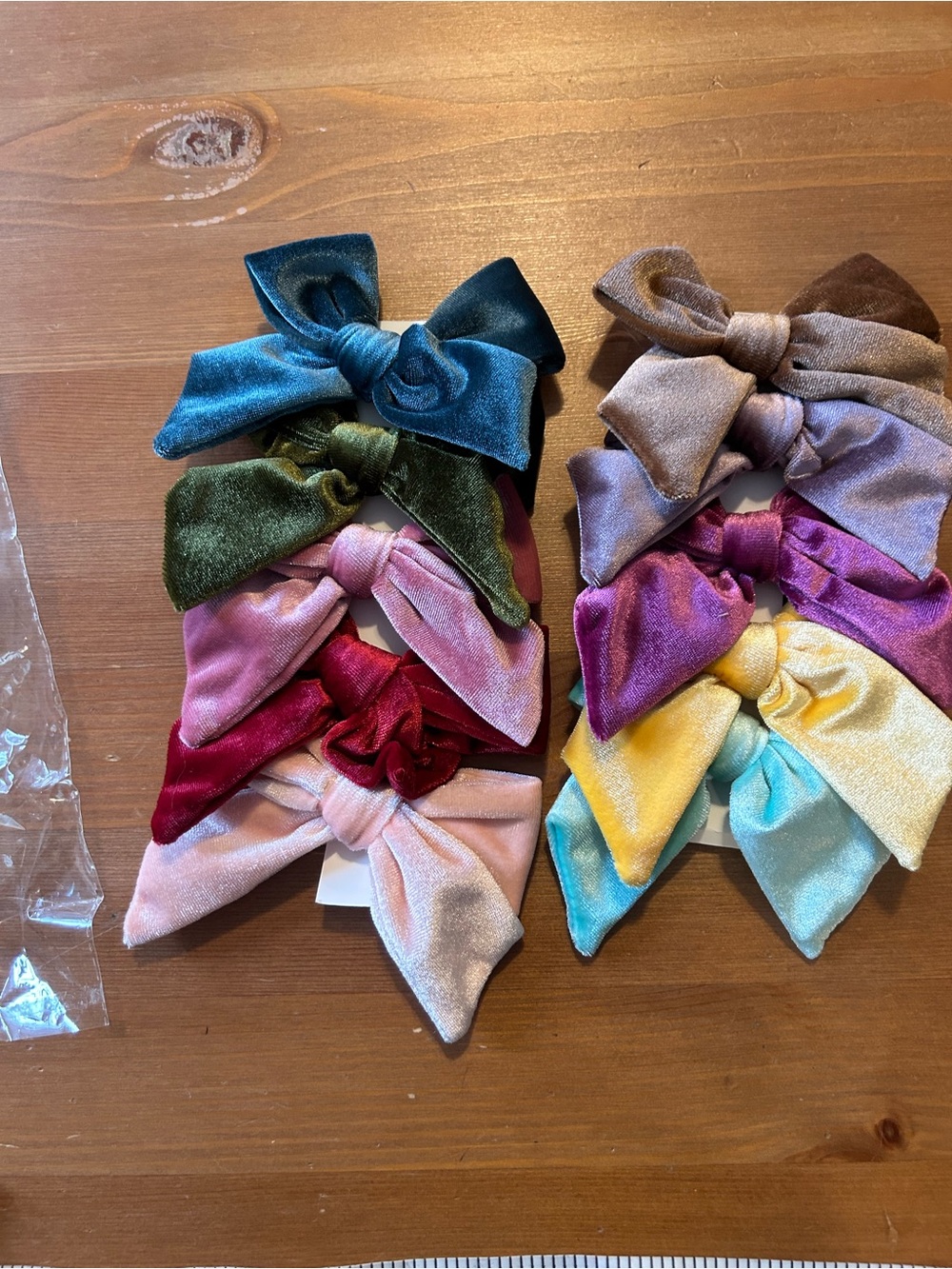 New set of 10 Velvet Bow Hair Clips for Kids - Assorted Colors